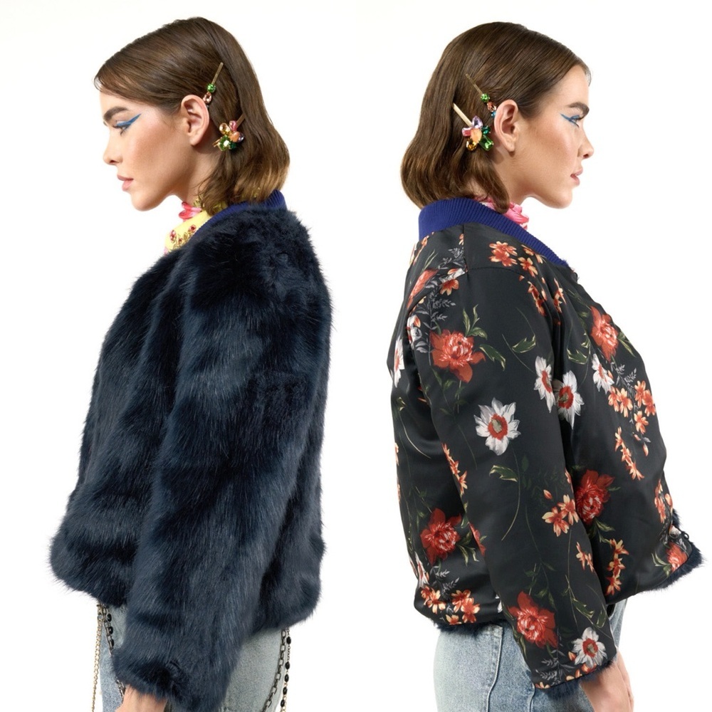 Aratta / Gotha Fur Fuzzy Floral Jacket Reversible
